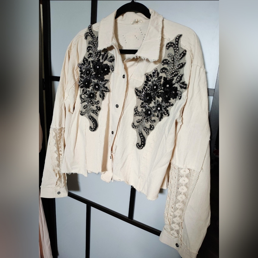 POL Cream Jacket with Black Embroidery